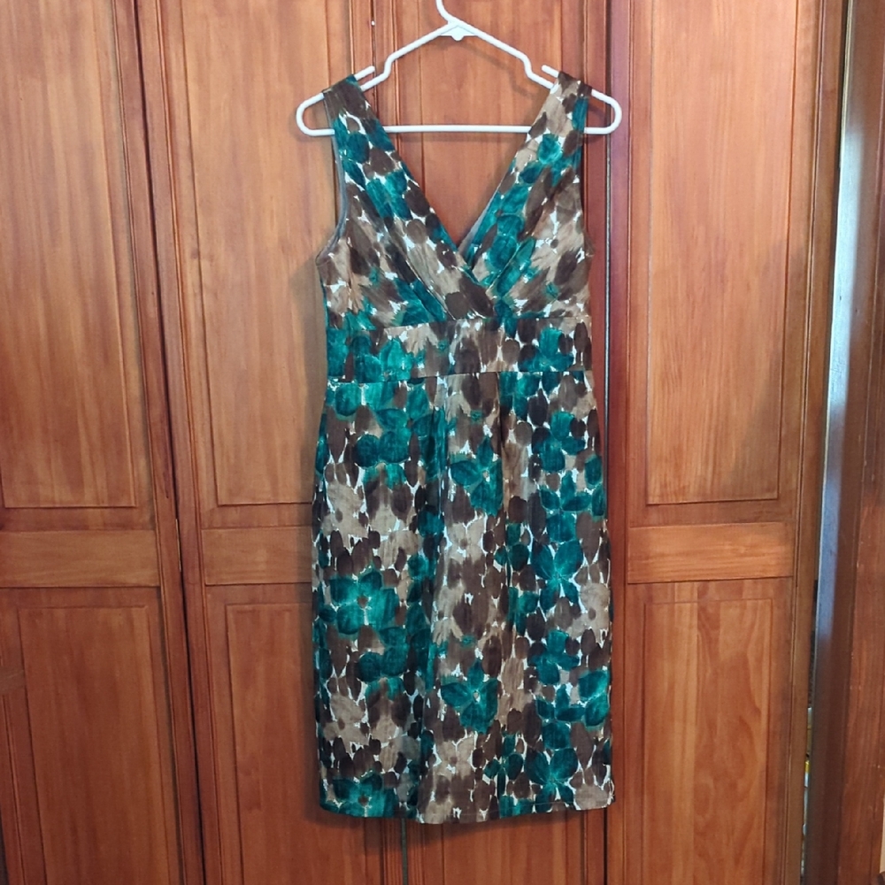 Axcess Teal and Brown Abstract Midi Dress